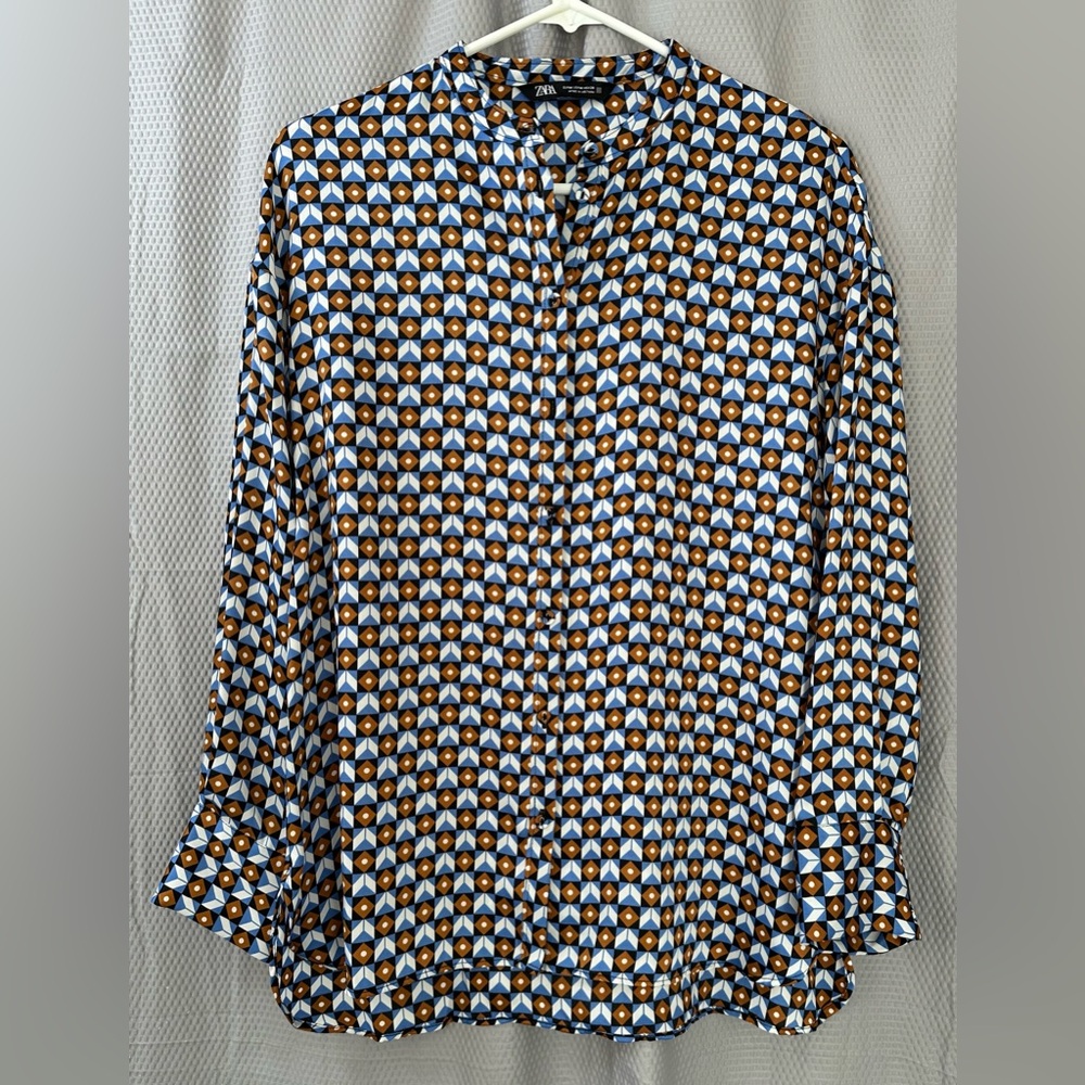 Zara Geometric Long Sleeve Blouse
